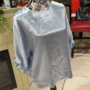 AlfaniWomen's FadedBlueSizeLarge KnitTopSatin Dolman ShineSmall  some flaws